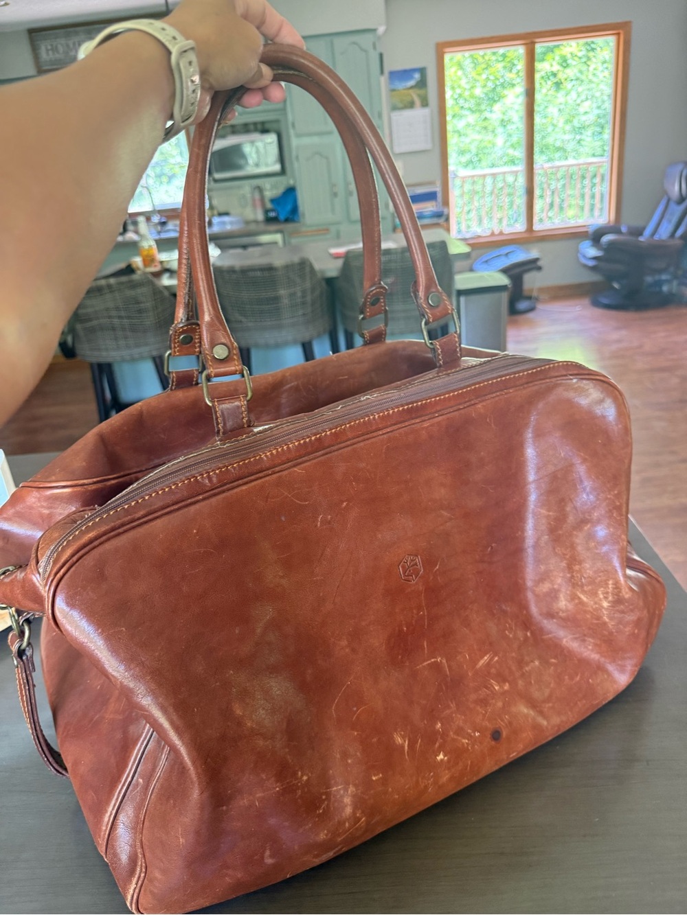 Vintage Valentina Men's Leather Duffel Bag – Rustic Brown Travel Weekender